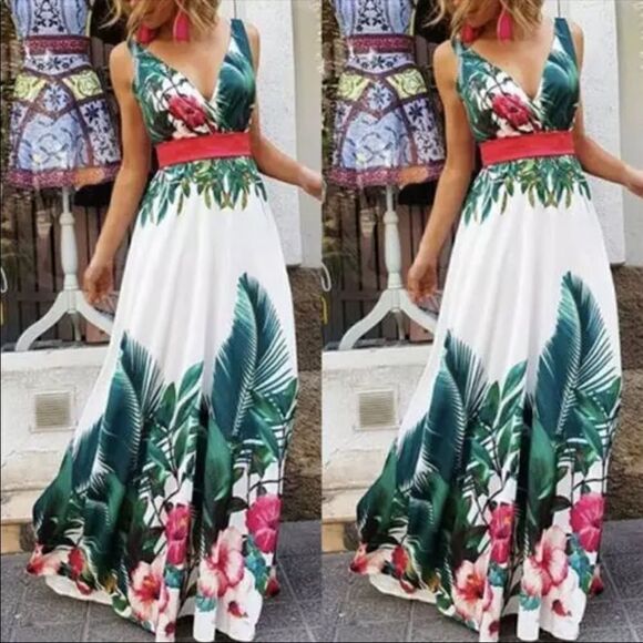 Boho Beach Boho Maxi V Neck sundress - Picture 6 of 10